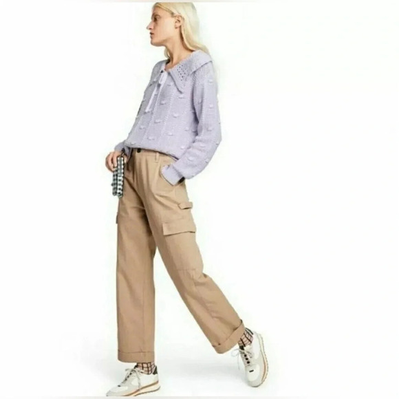 Sandy Liang For Target Womens Cargo Pants Size 14 Mid Rise Straight Leg - Picture 3 of 12